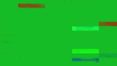 Animation of flickering multi colored rectangles and horizontal lines on green background 3d digital design composite video animation.