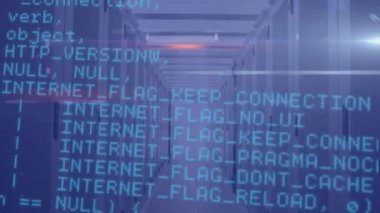 Animation of data processing in blue with computer processors on blue background 3d digital design composite video animation.