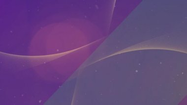 Çapraz bölünmüş mor zemin üzerinde dönen turuncu çizgilerle örülmüş ağ animasyonu. 3d dijital tasarım kompozit video canlandırması.