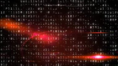 İkili kodlama ve veri işleme animasyonları. Siyah arkaplanda yanıp sönen yatay çizgiler. Küresel ağ 3d dijital tasarım kompozit video animasyonu.