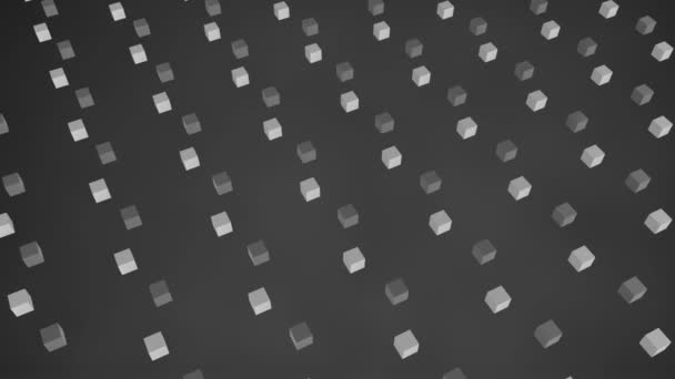 三维浅灰色立方体在灰色背景下形成的冷角度几何图案动画 — 图库视频影像