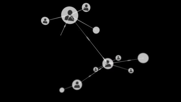 Animation Data Processing Network Connections People Icons Black Background Global — 비디오