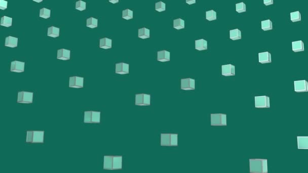 Стиль Дизайну Прохолодної Кольорової Геометрії Анімація Абстрактних Зелених Металевих Кубиків — стокове відео