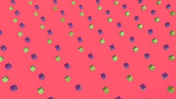 Cool Color Geometry Design Pattern Style Animáció Lila Zöld Kockák — Stock videók