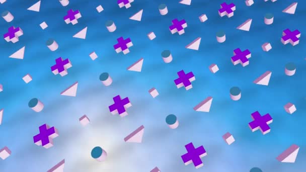 Estilo Diseño Geometría Color Fresco Animación Formas Abstractas Púrpura Rosa — Vídeo de stock