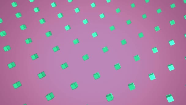 Прохолодний Стиль Дизайну Кутової Геометрії Анімація Зелених Металевих Кубиків Рухаються — стокове відео