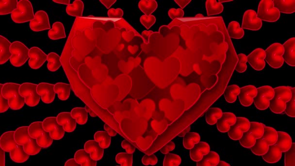 Κινούμενο Σχέδιο Πολλαπλών Κόκκινων Καρδιών Που Εμφανίζονται Ένας Πίσω Από — Αρχείο Βίντεο