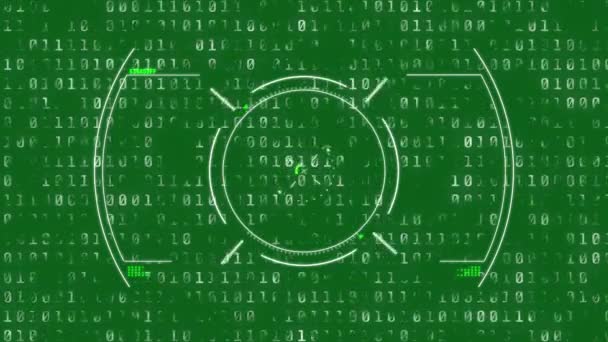 Animação Digitalização Escopo Codificação Binária Processamento Dados Fundo Verde Animação — Vídeo de Stock