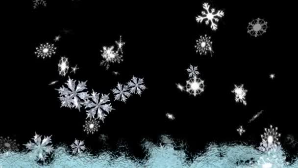 Animation Frost Setting Glass Transitioning Disappearing Cold Winter Snowflakes Falling — 비디오