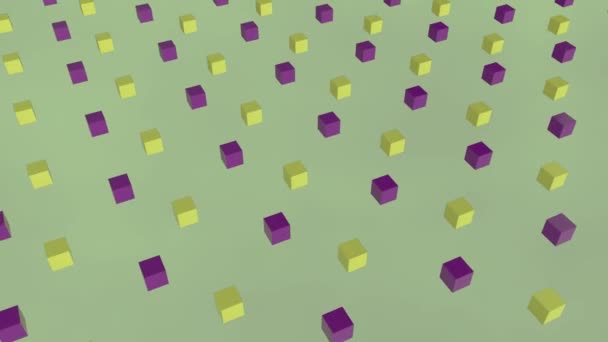 Design Geometria Angular Legal Estilo Padrão Animação Cubos Verde Roxo — Vídeo de Stock