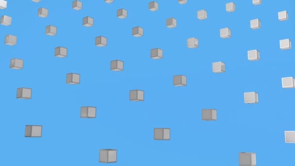 Стиль Дизайну Прохолодної Кольорової Геометрії Анімація Абстрактних Сірих Металевих Кубиків — стокове відео