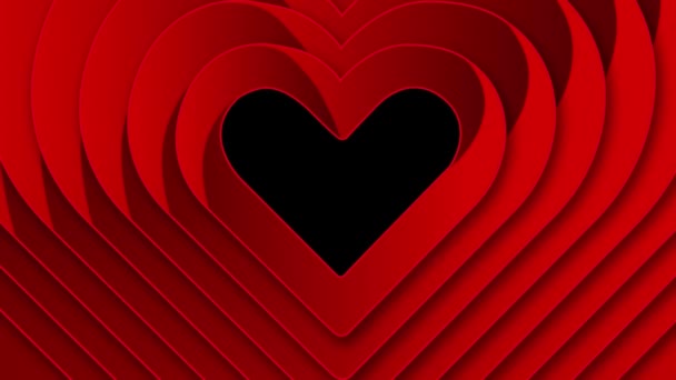 Animace Četných Červených Obrysů Srdce Které Objevují Sebou Mizí Černém — Stock video