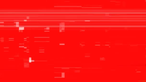 Animation Flickering Horizontal Lines Squares Falling White Grid Red Background — Stockvideo