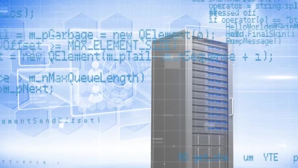 Κινούμενα Σχέδια Επεξεργασίας Δεδομένων Μπλε Χρώμα Επεξεργαστή Υπολογιστή Λάμψη Μπλε — Αρχείο Βίντεο