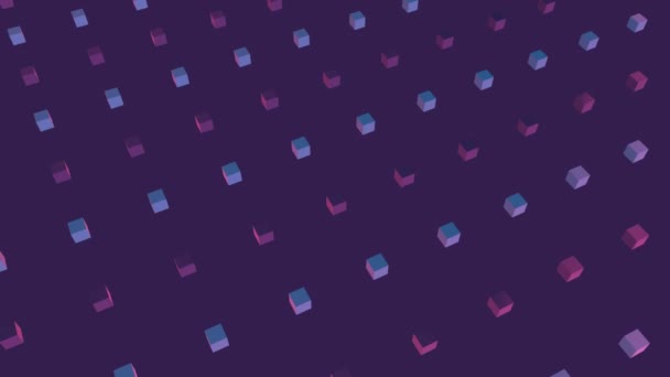 Cool Color Geometry Design Pattern Style Animation Blue Purple Cubes — Stockvideo