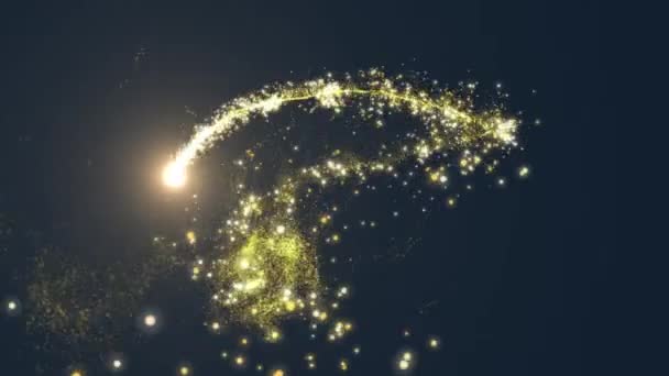 Animación Estrella Fugaz Brillante Fuegos Artificiales Rastro Luz Oro Que — Vídeo de stock