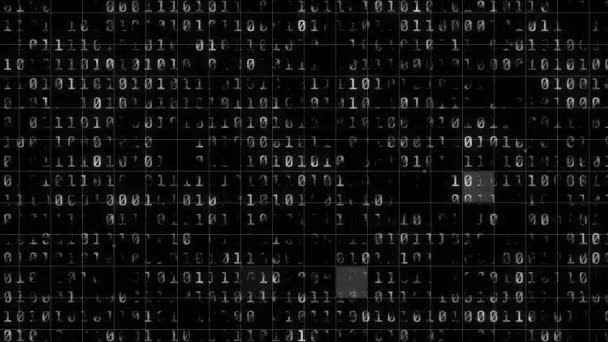 Animation du codage binaire et du traitement des données avec des carrés mobiles sur fond noir. Réseau mondial 3D numérique design composite animation vidéo .