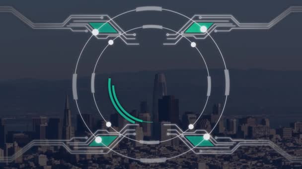 Animación Procesamiento Datos Escaneo Alcances Con Detalle Placa Circuito Informático — Vídeo de stock