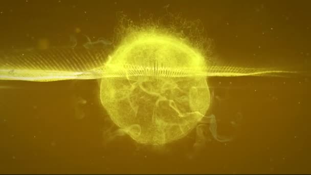 Анімація Загадкового Глобуса Жовтого Диму Обертається Повторенні Гіпнотичного Руху Вибуху — стокове відео