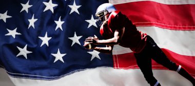Amerikan Futbolcusu, Amerikan bayrağının tam çerçevesine karşı