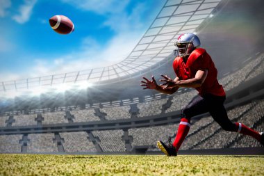 Amerikalı futbolcu bir stadyumun birleşik imajına karşı