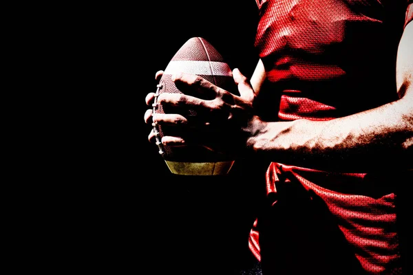 Jogador Futebol Americano Isolado Fundo Preto — Fotografia de Stock