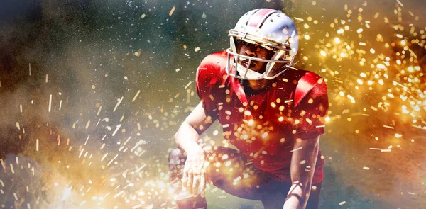American Football Player Splashing Powder — Stock Photo, Image