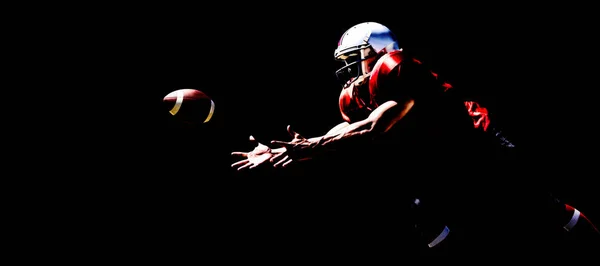 Giocatore Football Americano Isolato Sfondo Nero — Foto Stock