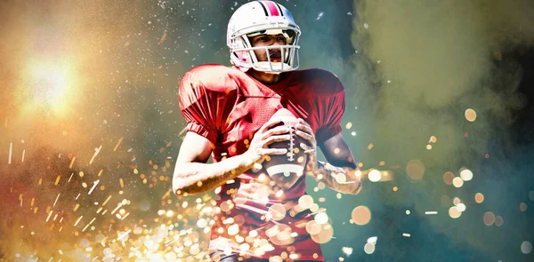 American Football Player Splashing Powder — Stock Photo, Image