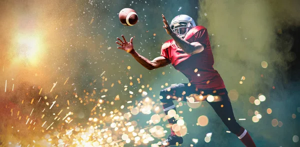 American Football Spieler Gegen Pulverspritzer — Stockfoto