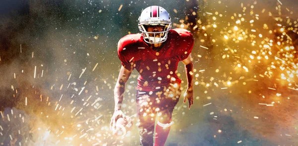 American Football Player Splashing Powder — Stock Photo, Image