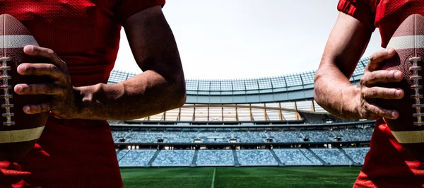 American Football Spieler Gegen Rugbystadion Morgengrauen — Stockfoto