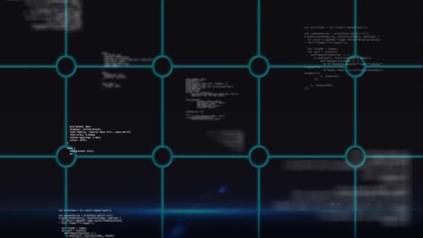 Animación Procesamiento Datos Blanco Con Red Cuadrados Verdes Sobre Fondo — Vídeo de stock
