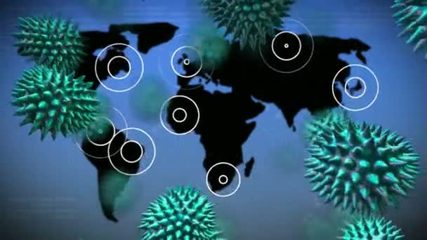 Animación Del Virus Macro Corona Verde Que Propaga Flota Con — Vídeo de stock
