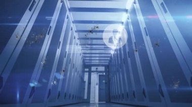 Arka planda bilgisayar işlemci teknolojisi odası olan kişilerle bağlantı ağının canlandırılması. 