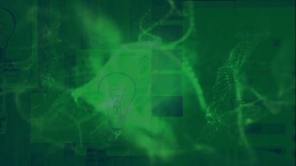 Анімація обробки даних і переміщення зелених елементів — стокове відео