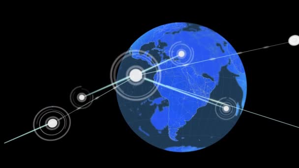 Animação Rede Links Conexões Com Globo Azul Digital Segundo Plano — Vídeo de Stock