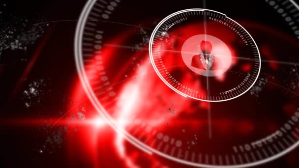 Animation du réseau de connexions avec des personnes icônes avec hors foyer globe rouge en arrière-plan . 