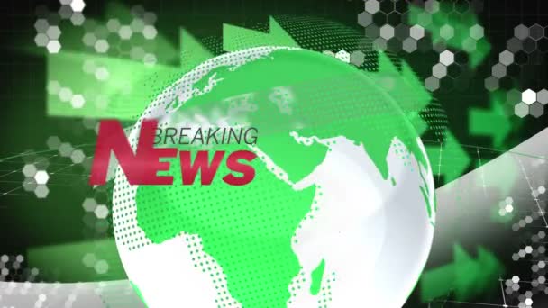 Animación Las Palabras Breaking News Escrito Gris Rojo Blanco Verde — Vídeo de stock
