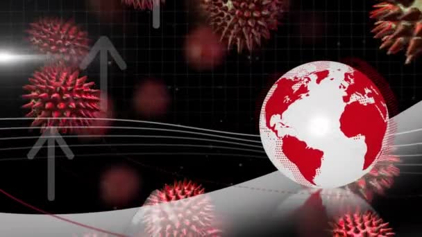 Animation Globe Numérique Blanc Rouge Tournant Les Flèches Traitement Information — Video