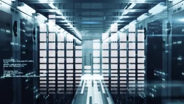 Animation Data Processing Digital Information Flowing Network Computer Servers Server — Stock Video