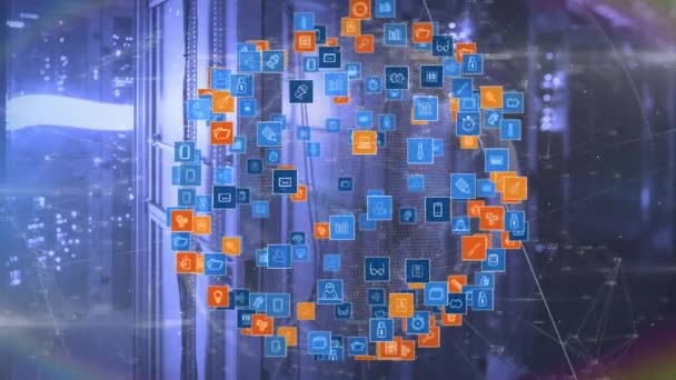 Animação Rede Global Conexões Processamento Dados Informações Digitais Que Fluem — Vídeo de Stock