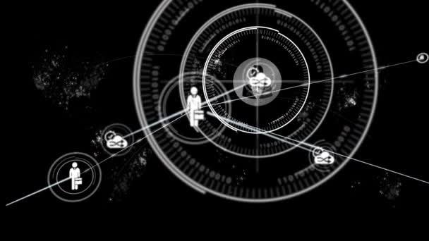 Animação Rede Conexões Com Pessoas Ícones Compartilhamento Processamento Dados Digitais — Vídeo de Stock