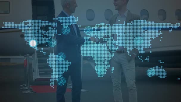 Animação Rede Global Conexões Processamento Dados Com Mapa Digital Mundo — Vídeo de Stock