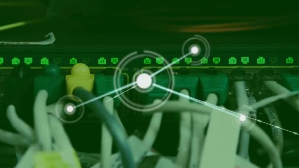Анимация Сети Соединений Обработки Данных Цифровой Информации Протекающей Через Сеть — стоковое видео