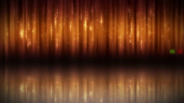 Animação Linhas Verticais Brilhantes Douradas Verticais Com Estrelas Errantes Refletidas — Vídeo de Stock