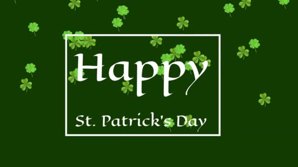 Animation Words Happy Patrick Day Written White Letters White Frame — Stock Video