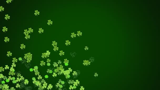 Animation Saint Patrick Multiples Shimmering Lumière Flottante Trèfles Vert Foncé — Video