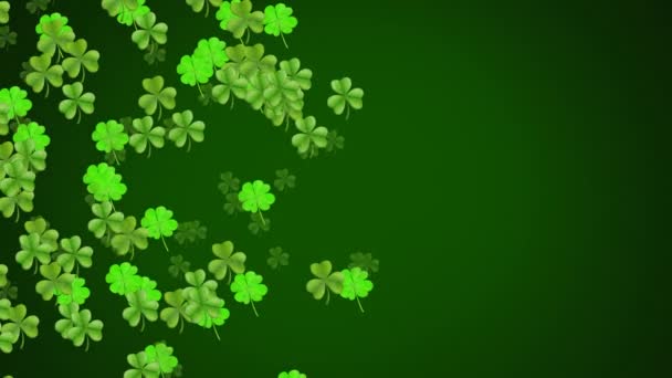 圣帕特里克节多幅浅绿色和深绿色的洗发水在深绿色背景下的动画制作 — 图库视频影像