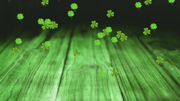 Animation Saint Patrick Multiples Chatoyants Trèfles Vert Clair Tombant Sur — Video